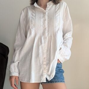 NWOT Linen Blend White Tunic Long sleeve Top